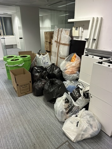 Separated commercial waste prepared for collection at an EC1 business premises