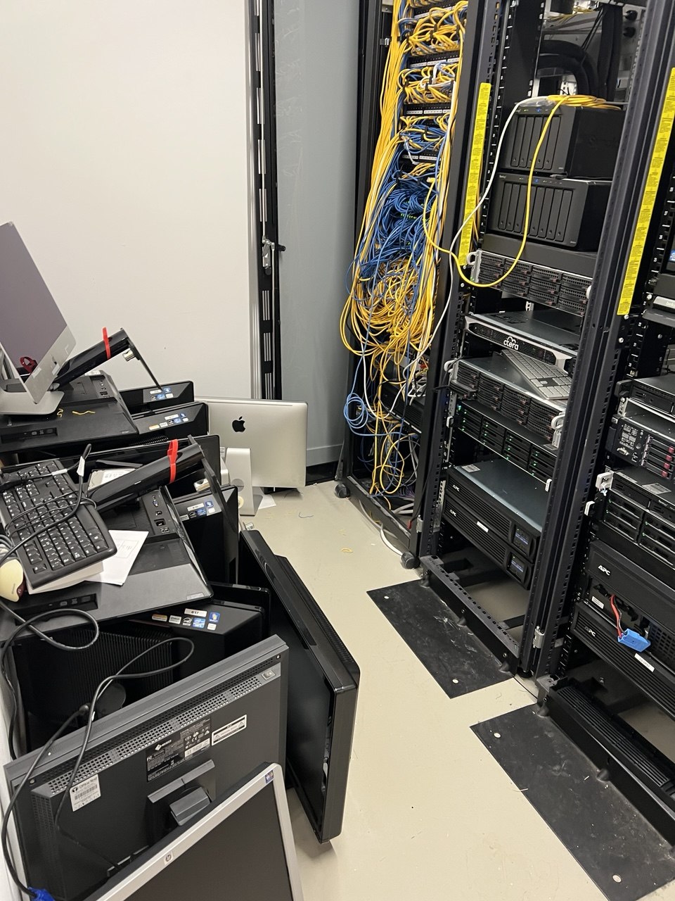 Office IT equipment and server room items prepared for WEEE disposal